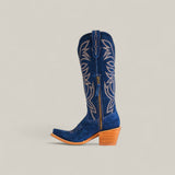 Kellie Suede Blue Jeans Leather Sole - Tall Shaft - Snip Toe