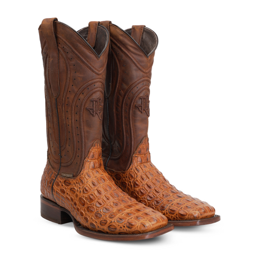 Alligator Hornback Brandy Boots - Embossed Leather - Square Toe (E930) - Gomez Western Wear