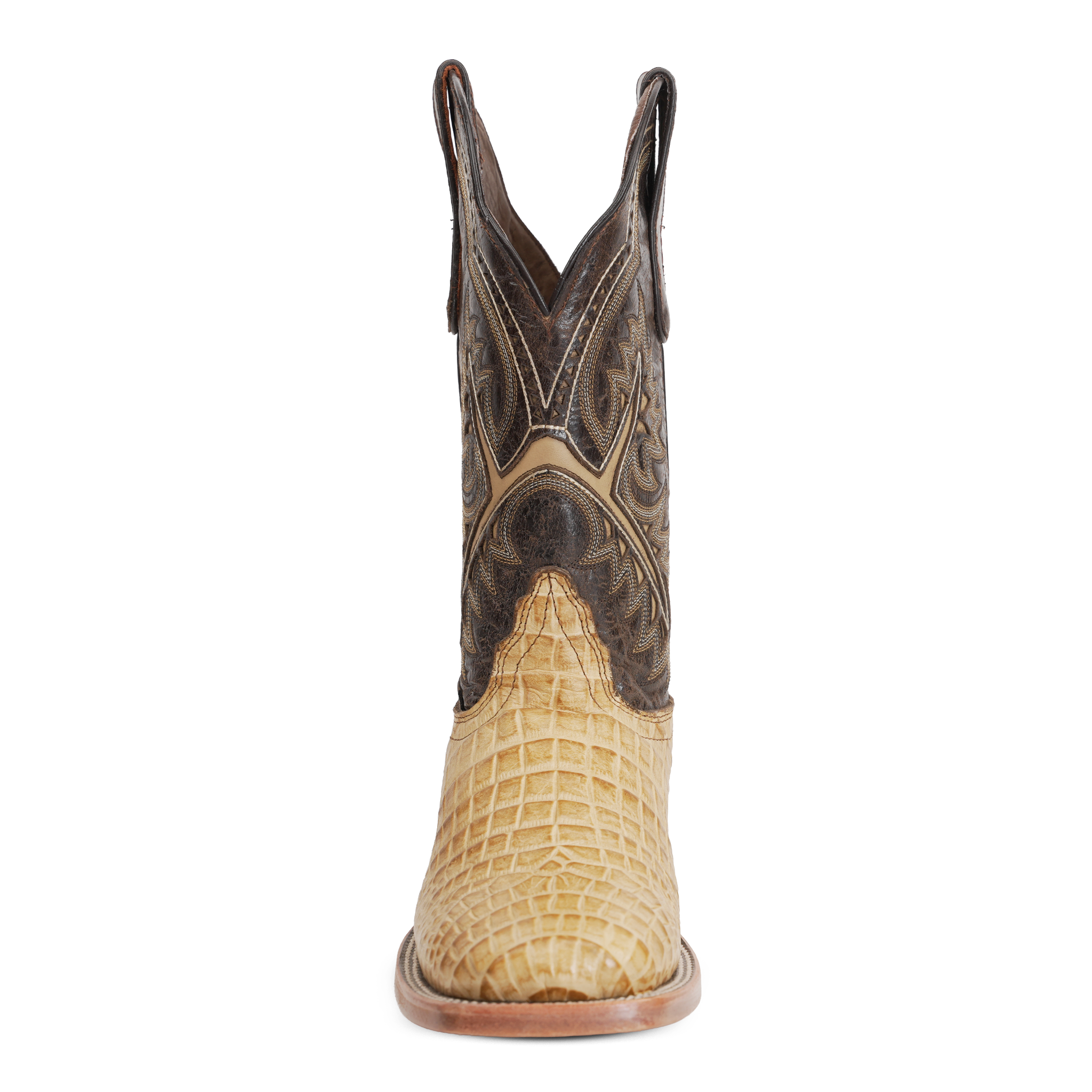 Caiman Belly Orix Boots - Embossed Leather - Square Toe (E423)