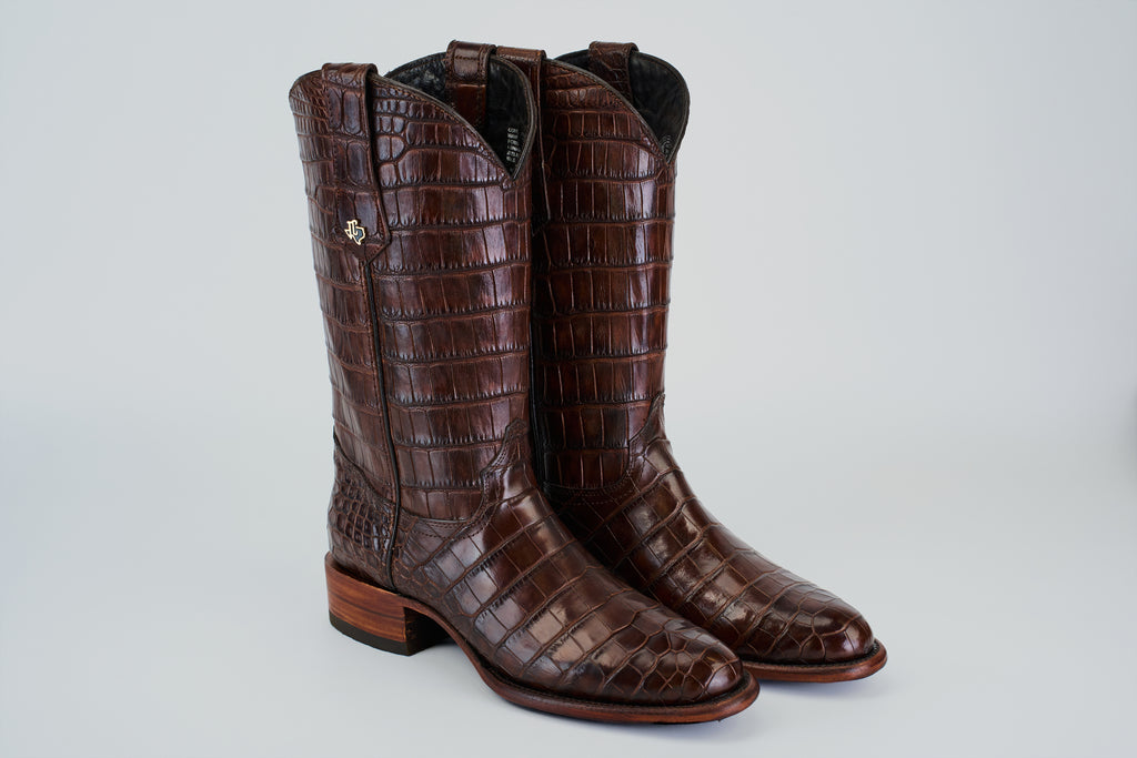 James Full Alligator Boots - Brown - Round Toe (FU220)