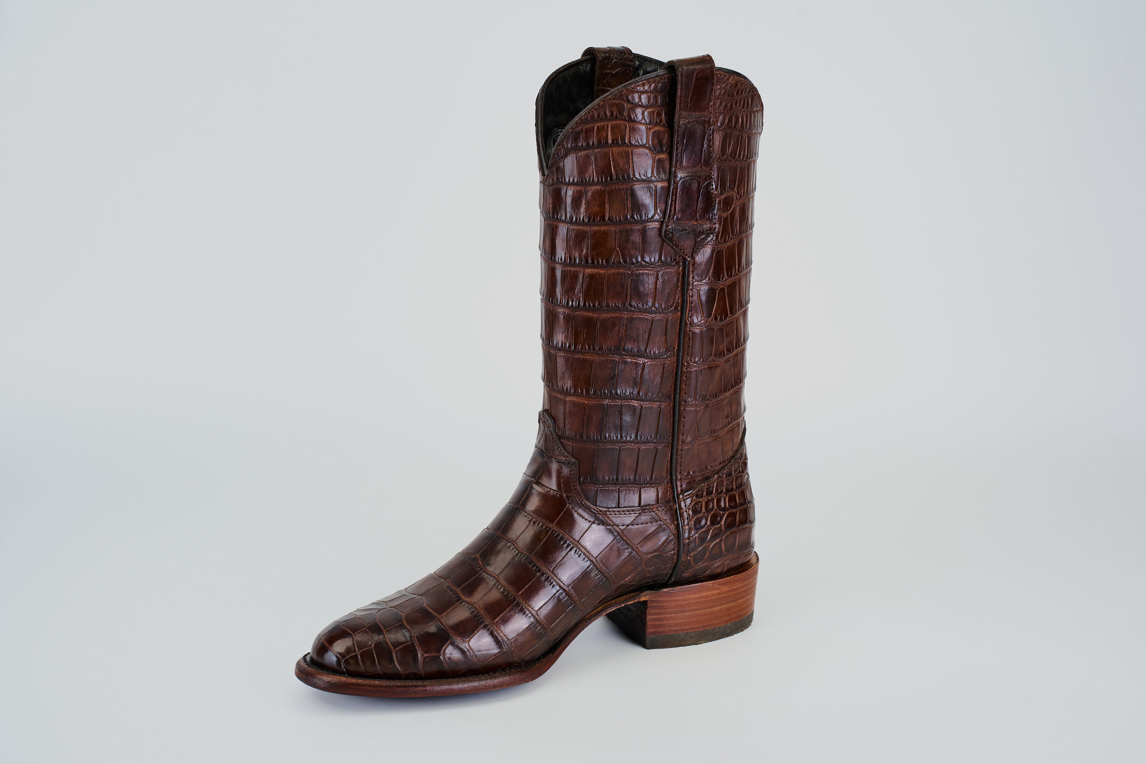 James Full Alligator Boots - Brown - Round Toe (FU220)