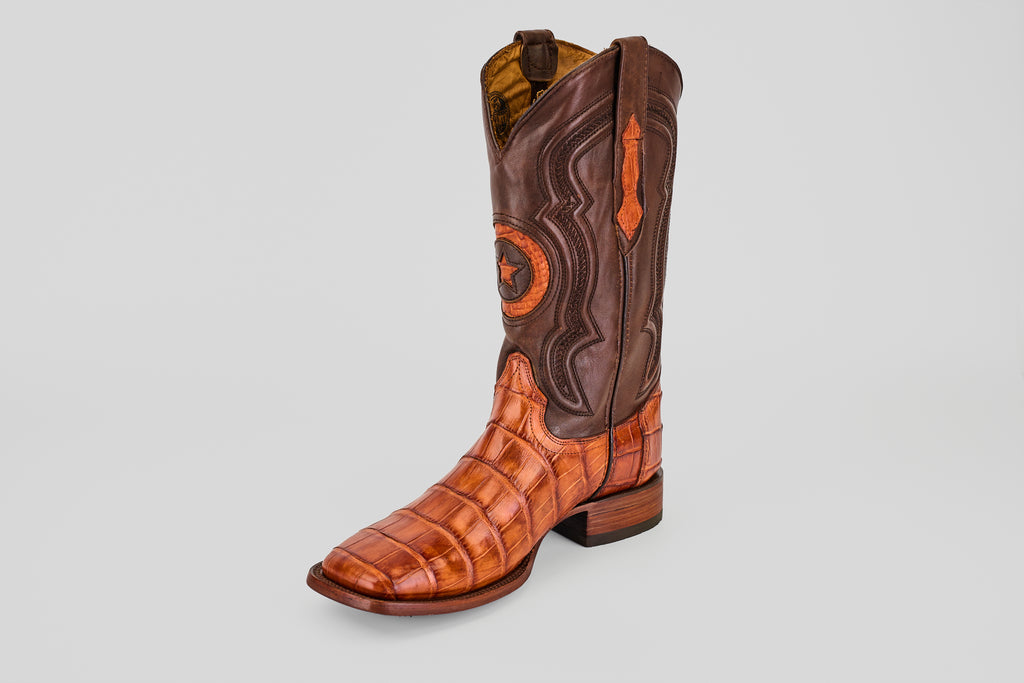 James Alligator Hornback Boots - Brandy - Square Toe (LG10)