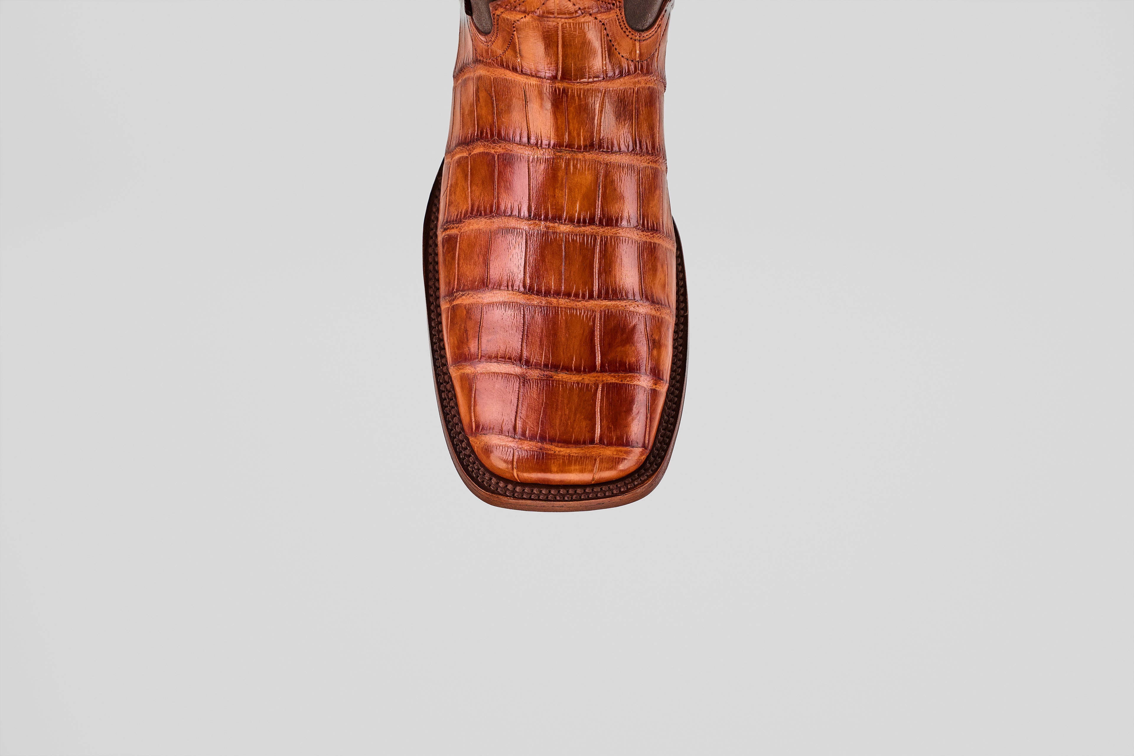 James Alligator Hornback Boots - Brandy - Square Toe (LG10)