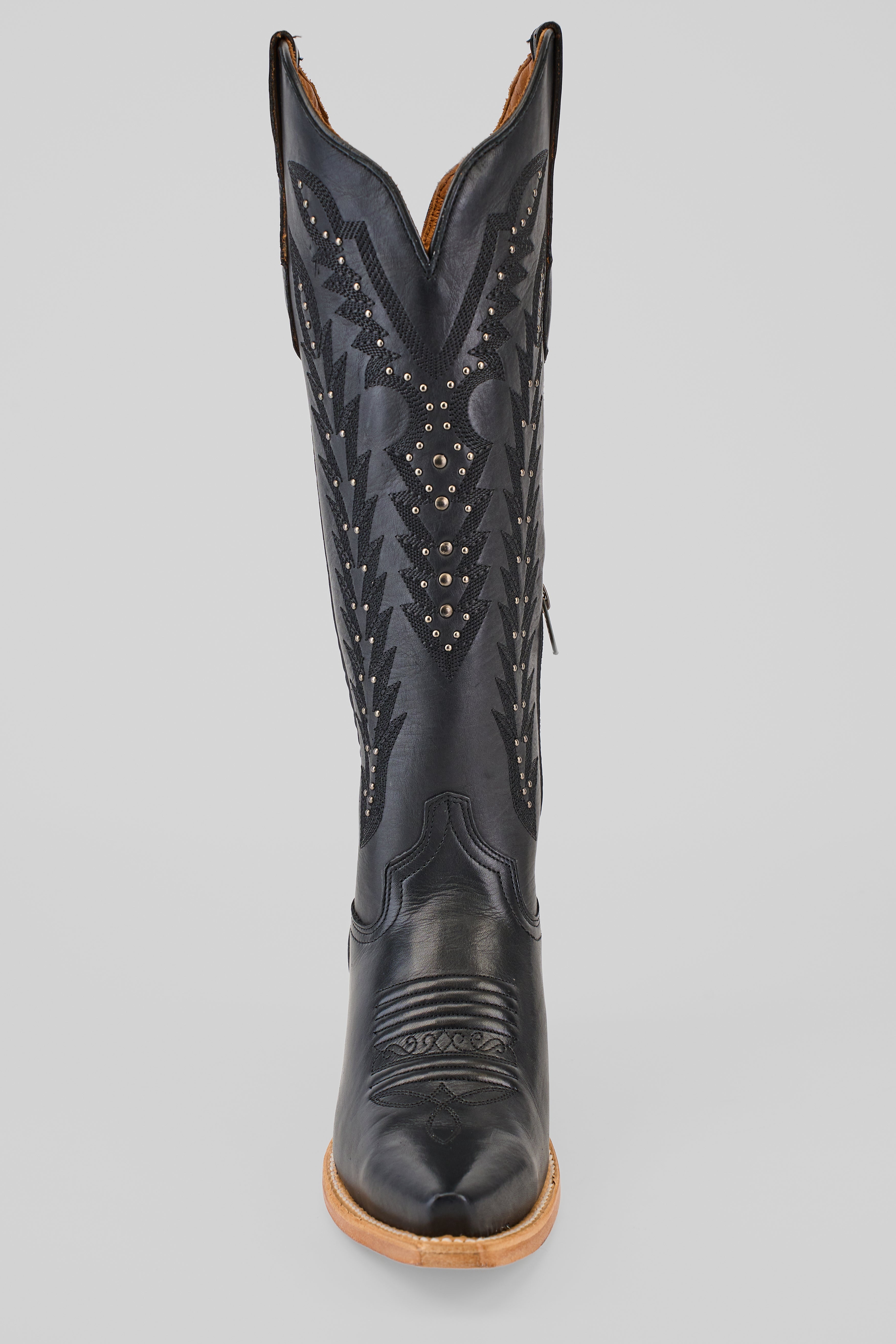 Alana - Cleyton Black Cowgirl Boots - Tall Shaft - Snip Toe (E836)
