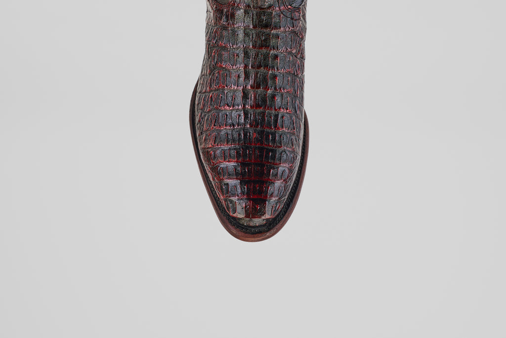 Rhodes Caiman Hornback Boots - Black Cherry - Round Toe (LM220)