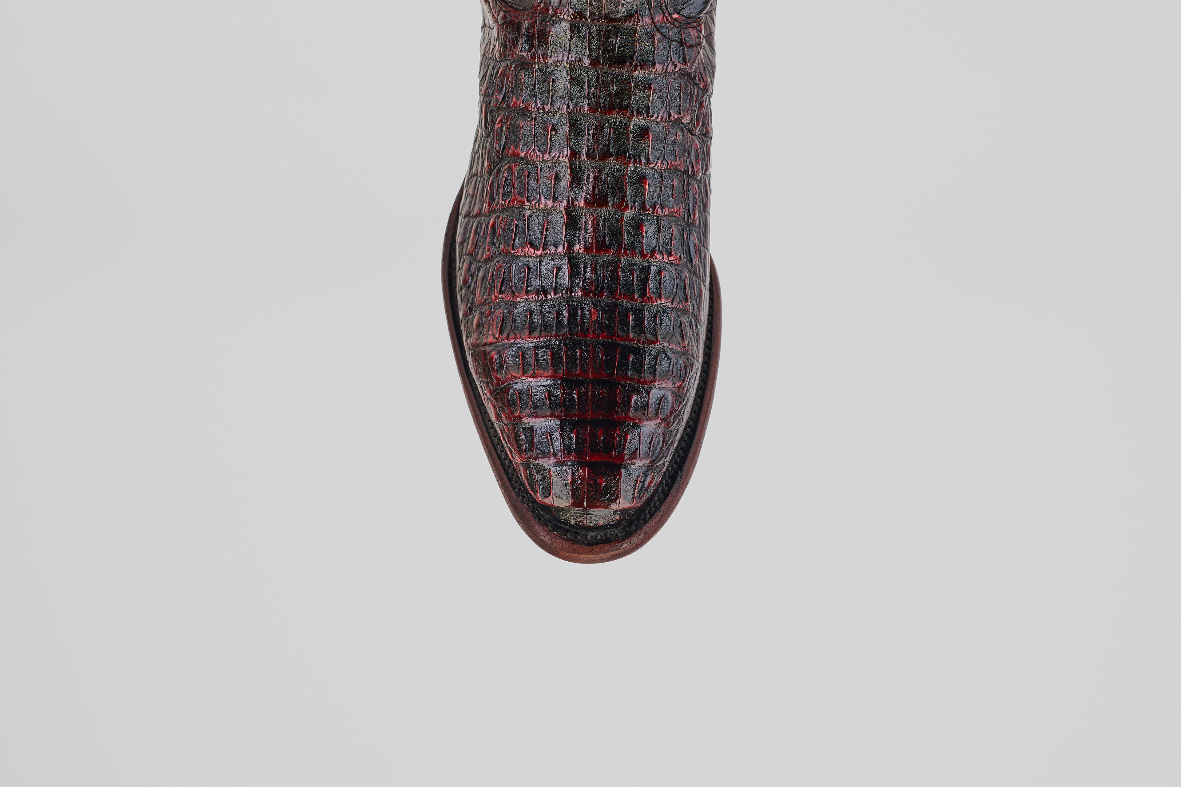 Rhodes Caiman Hornback Boots - Black Cherry - Round Toe (LM220)