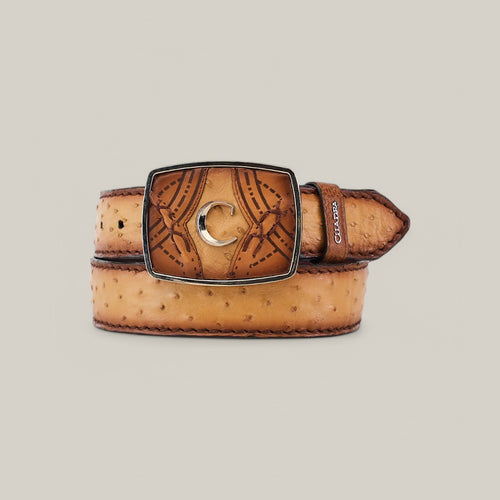 BC354 Flame Orix Ostrich Laser Belt