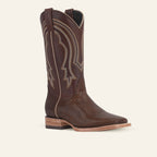 Lizard Cowboy Boots - Brown Embossed Leather - Square Toe (E949)