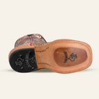 Lizard Cowboy Boots - Brown Embossed Leather - Square Toe (E949)