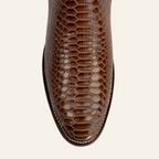 Snake Ankle Boots - Brown Embossed Leather - Rodeo Toe (E946)