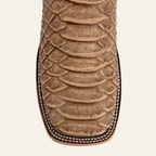 Jumbo Python Chocolate Boots - Embossed Leather - Square Toe (E681-26)