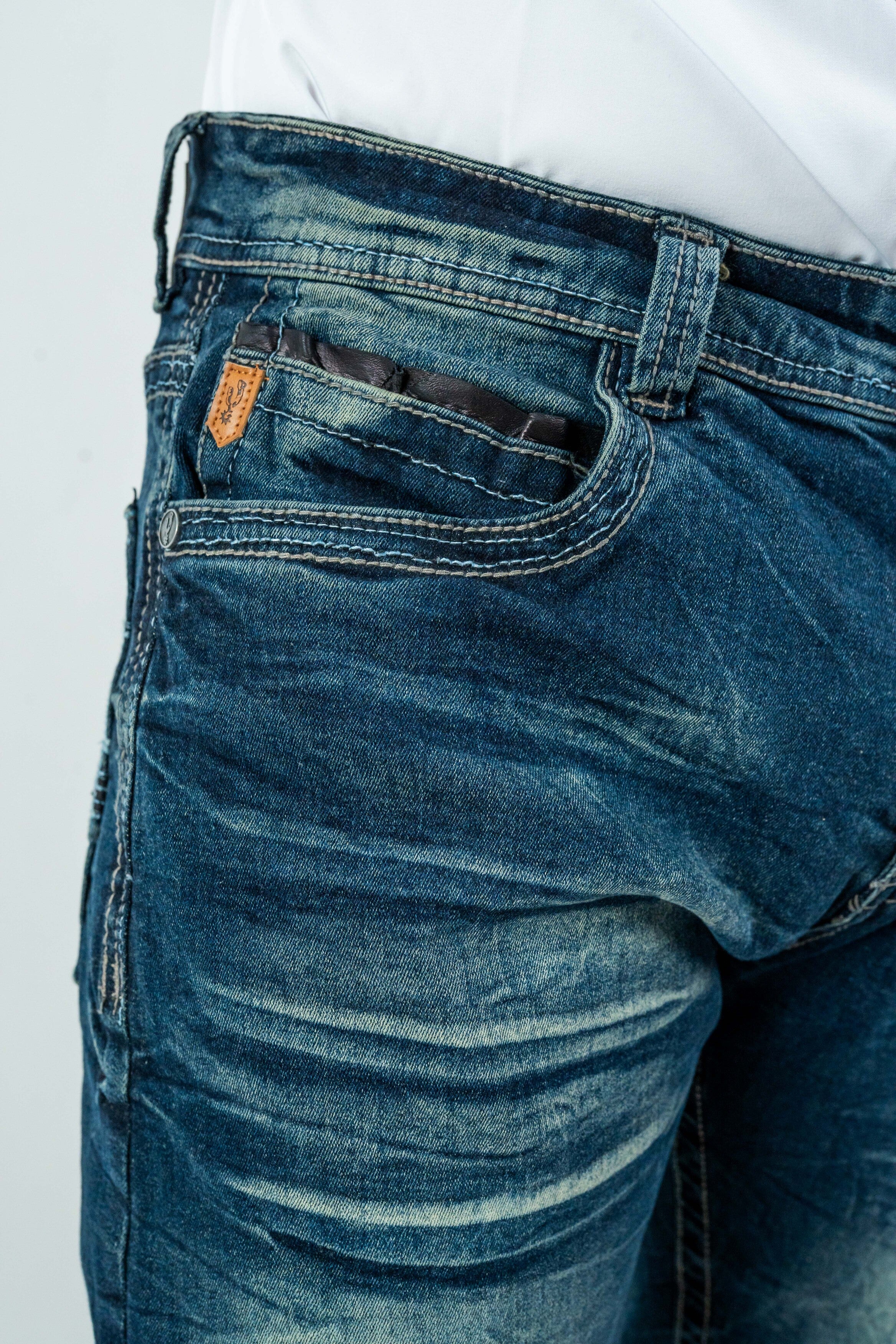 Rough Spur - Men's Boot Cut Dark Blue Denim Jeans (RS-008)