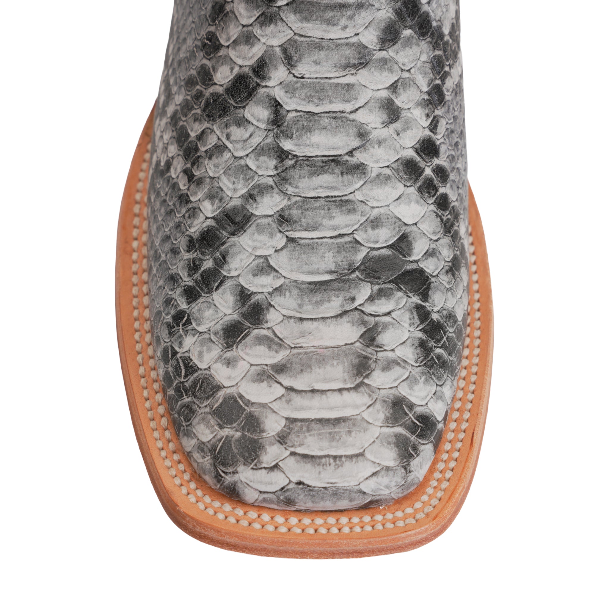 Botas Vaqueras Python Natural - Piel Gofrada - Punta Cuadrada (E913)
