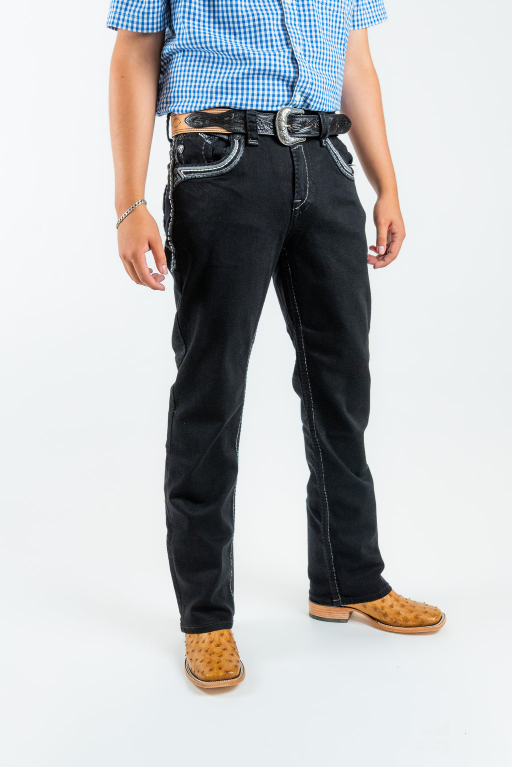 Western Blue - Men's Straight Leg Dark Denim Jeans (WJ2381)