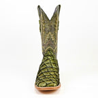 Connor Pirarucu Fish Boots - Agave Green - Square Toe (PZ60)