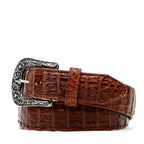 Exotic Full Quilt Caiman Belt - Brandy (C-028)