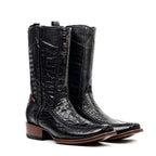 Alligator Belly Black Zip Boots - Narrow Square Toe (FLO22) - Gomez Western Wear