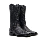 Alligator Hornback Black Boots - Embossed Leather - Square Toe (E911) - Gomez Western Wear