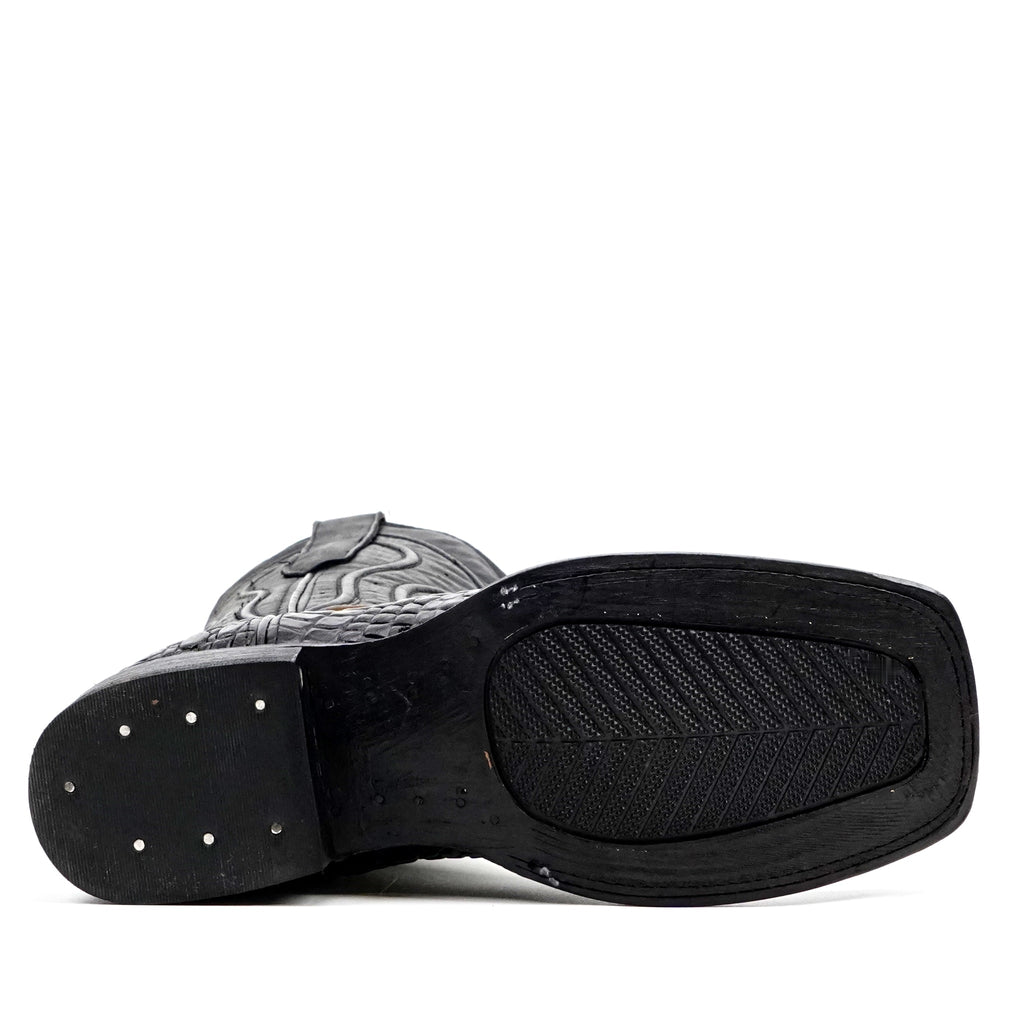 Alligator Hornback Black Boots - Embossed Leather - Square Toe (E911) - Gomez Western Wear