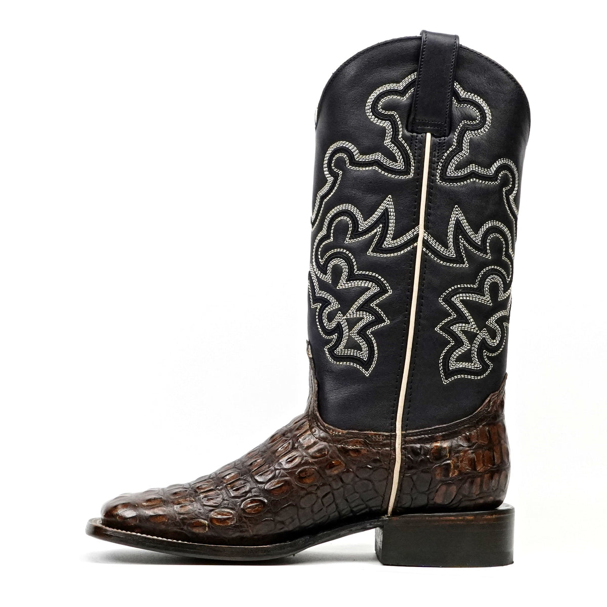 Alligator Hornback Dark Caramel Boots - Embossed Leather - Square Toe (E958) - Gomez Western Wear