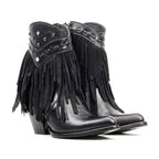 Austin Frills Black Booties - J Toe - Gomez Western Wear