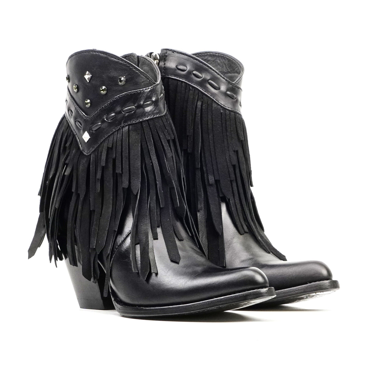 Austin Frills Black Booties - J Toe - Gomez Western Wear