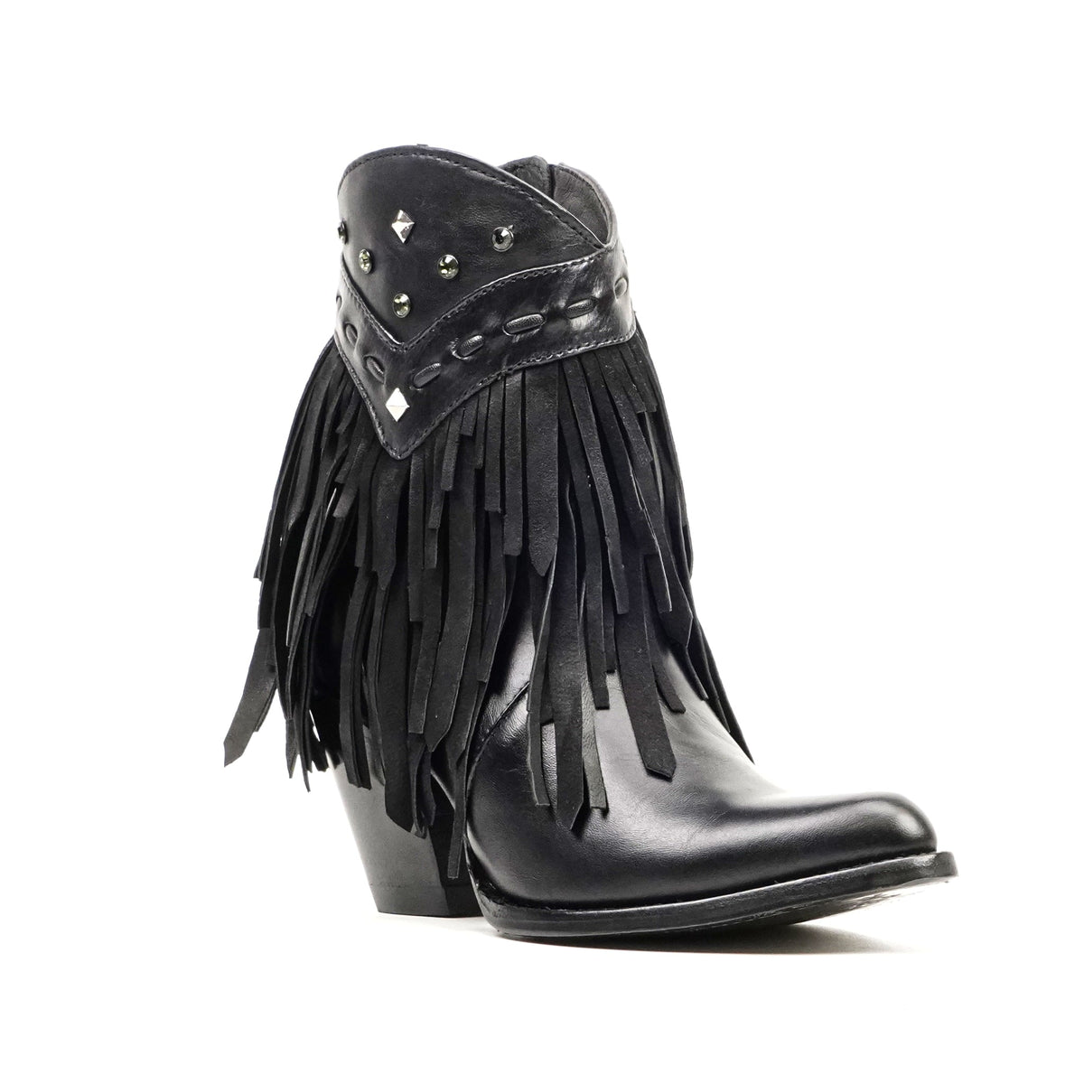 Austin Frills Black Booties - J Toe - Gomez Western Wear