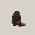 Austin Frills Dark Chocolate Booties - J Toe - Gomez Western Wear