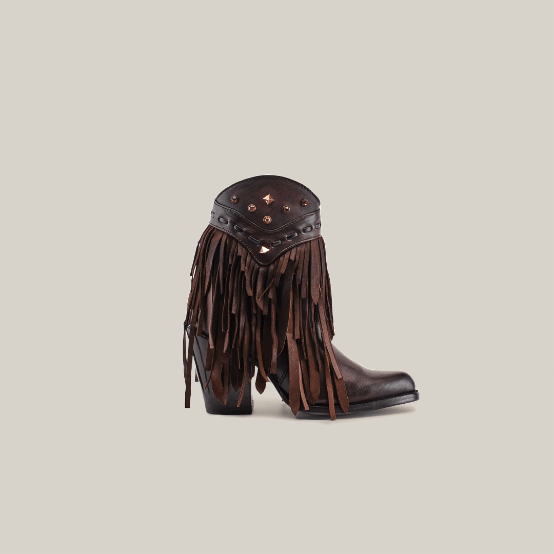 Austin Frills Dark Chocolate Booties - J Toe - Gomez Western Wear