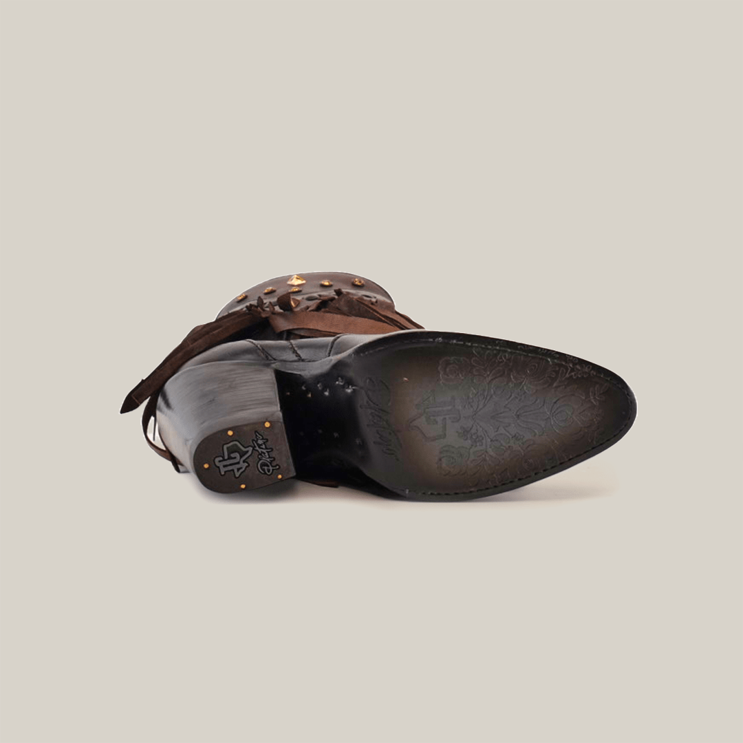 Austin Frills Dark Chocolate Booties - J Toe - Gomez Western Wear