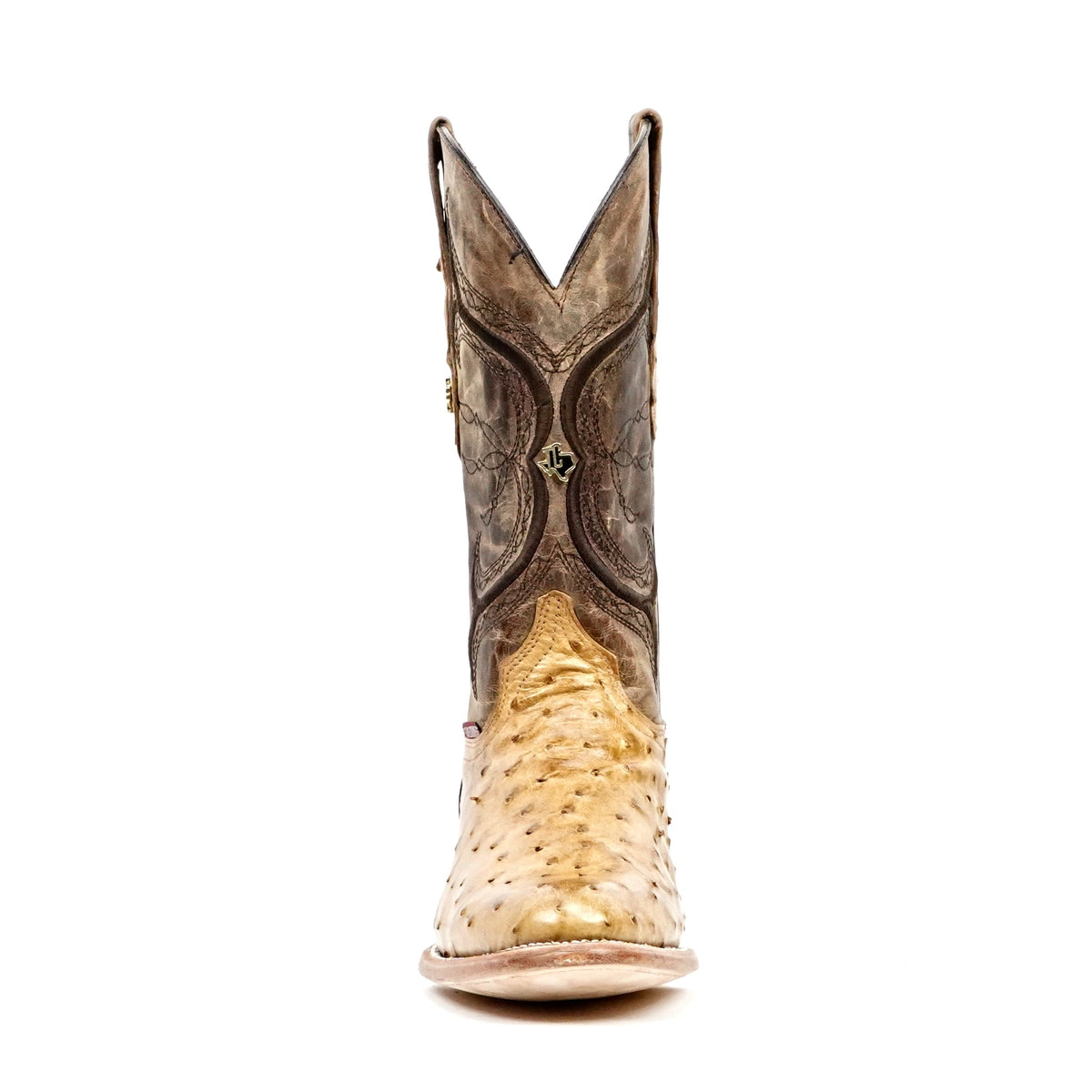 Austin Ostrich Boots - Antique - Roper Toe (AV201) - Gomez Western Wear