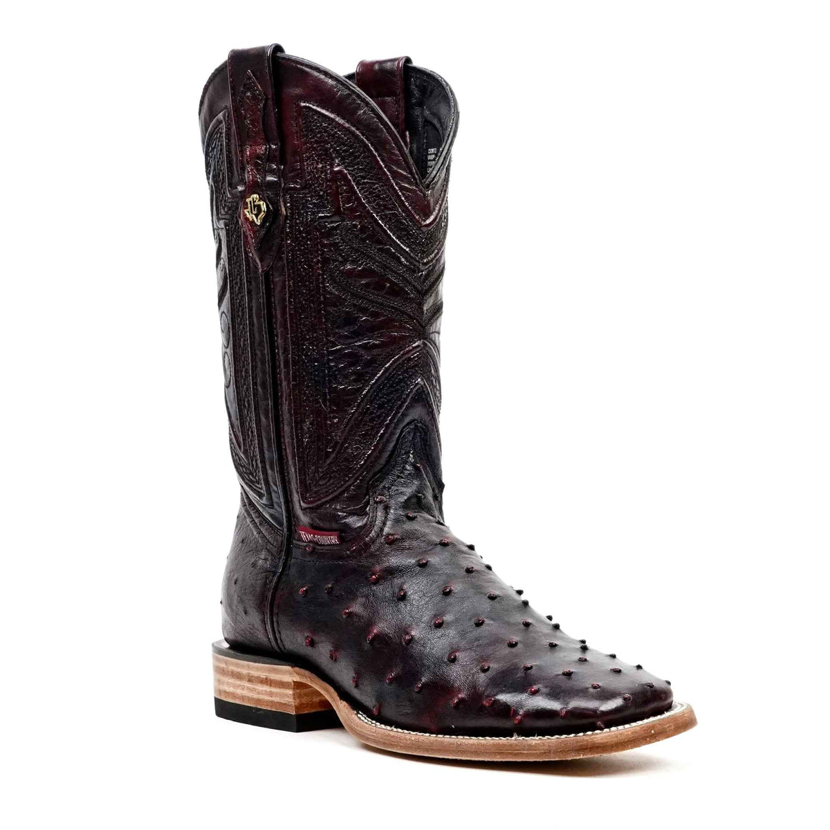 Austin Ostrich Boots - Black Cherry - Square Toe (AV20) - Gomez Western Wear
