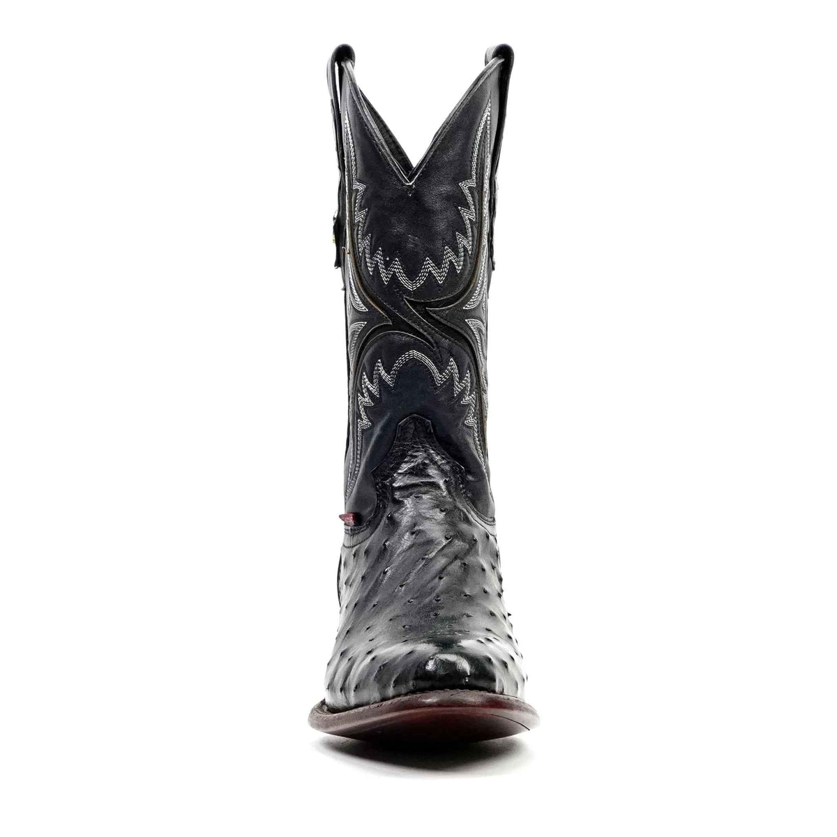 Austin Ostrich Boots - Black - Round Toe (AV230) - Gomez Western Wear