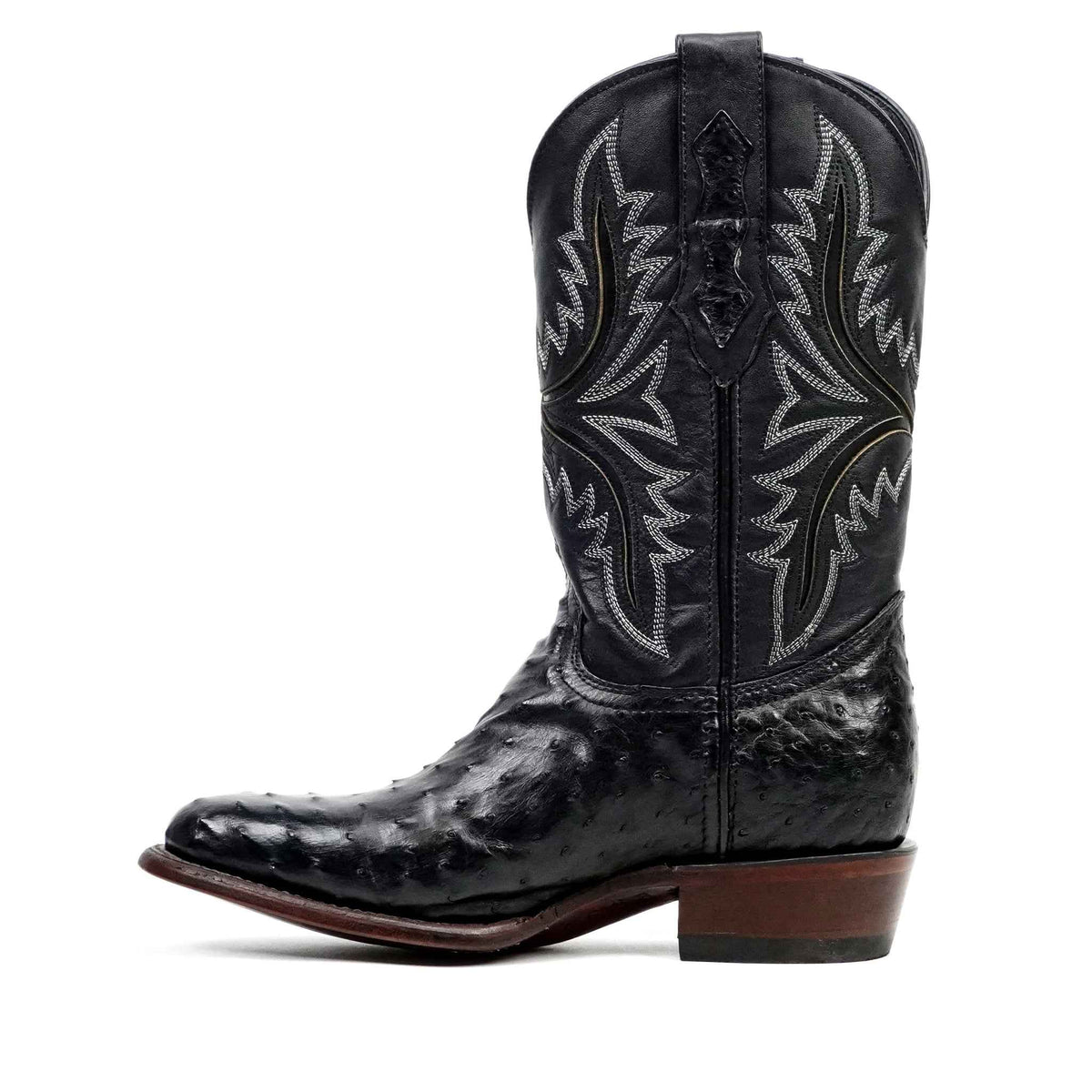 Austin Ostrich Boots - Black - Round Toe (AV230) - Gomez Western Wear