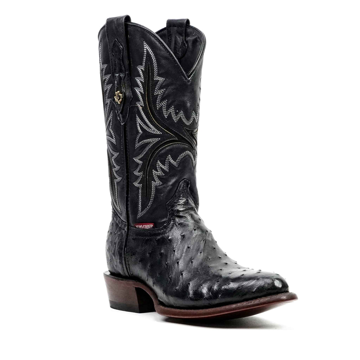 Austin Ostrich Boots - Black - Round Toe (AV230) - Gomez Western Wear