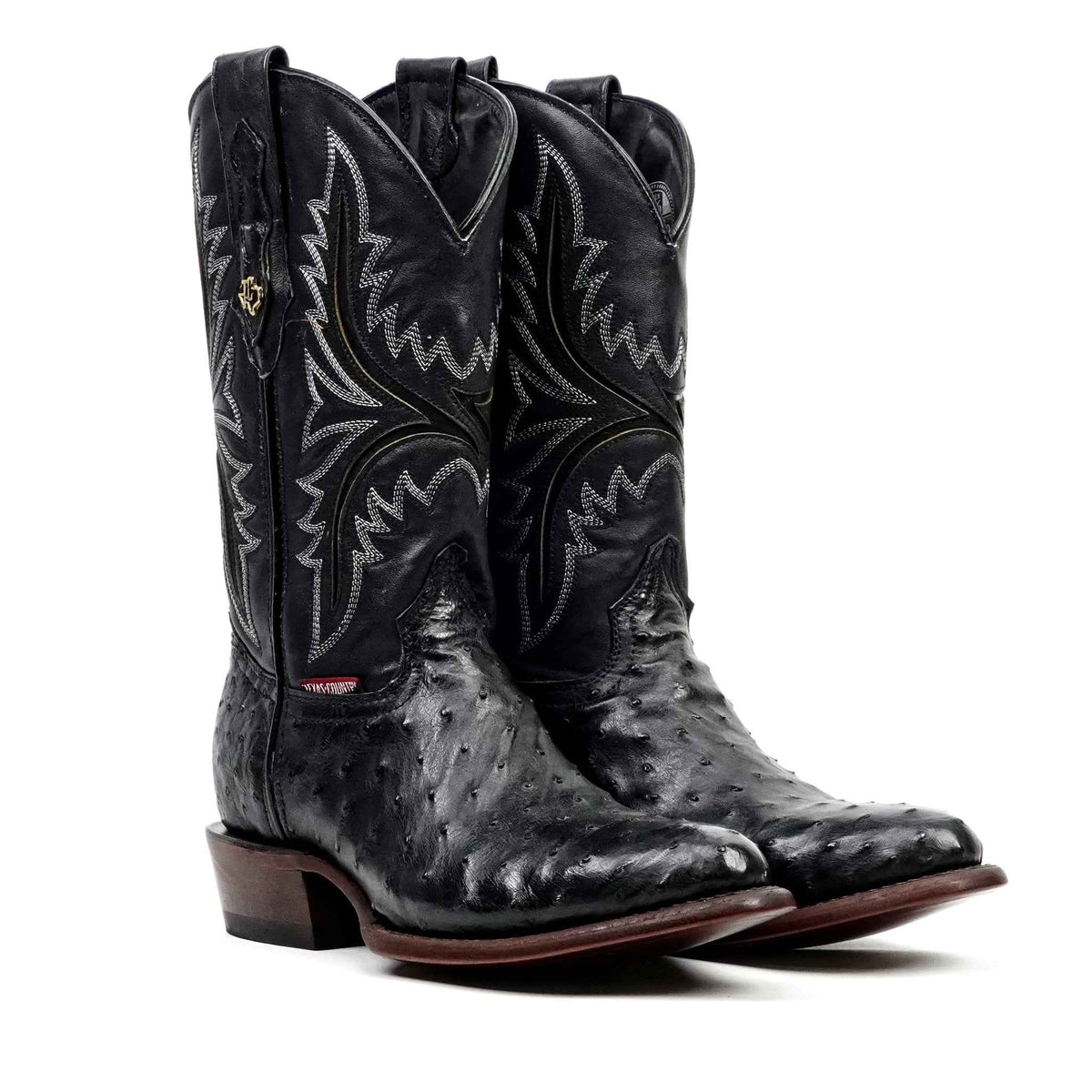 Austin Ostrich Boots - Black - Round Toe (AV230) - Gomez Western Wear
