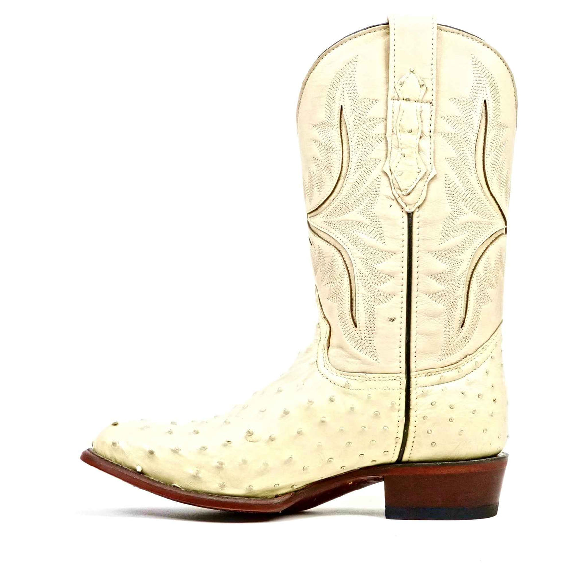 Austin Ostrich Boots - Bone - Round Toe (AV230) - Gomez Western Wear