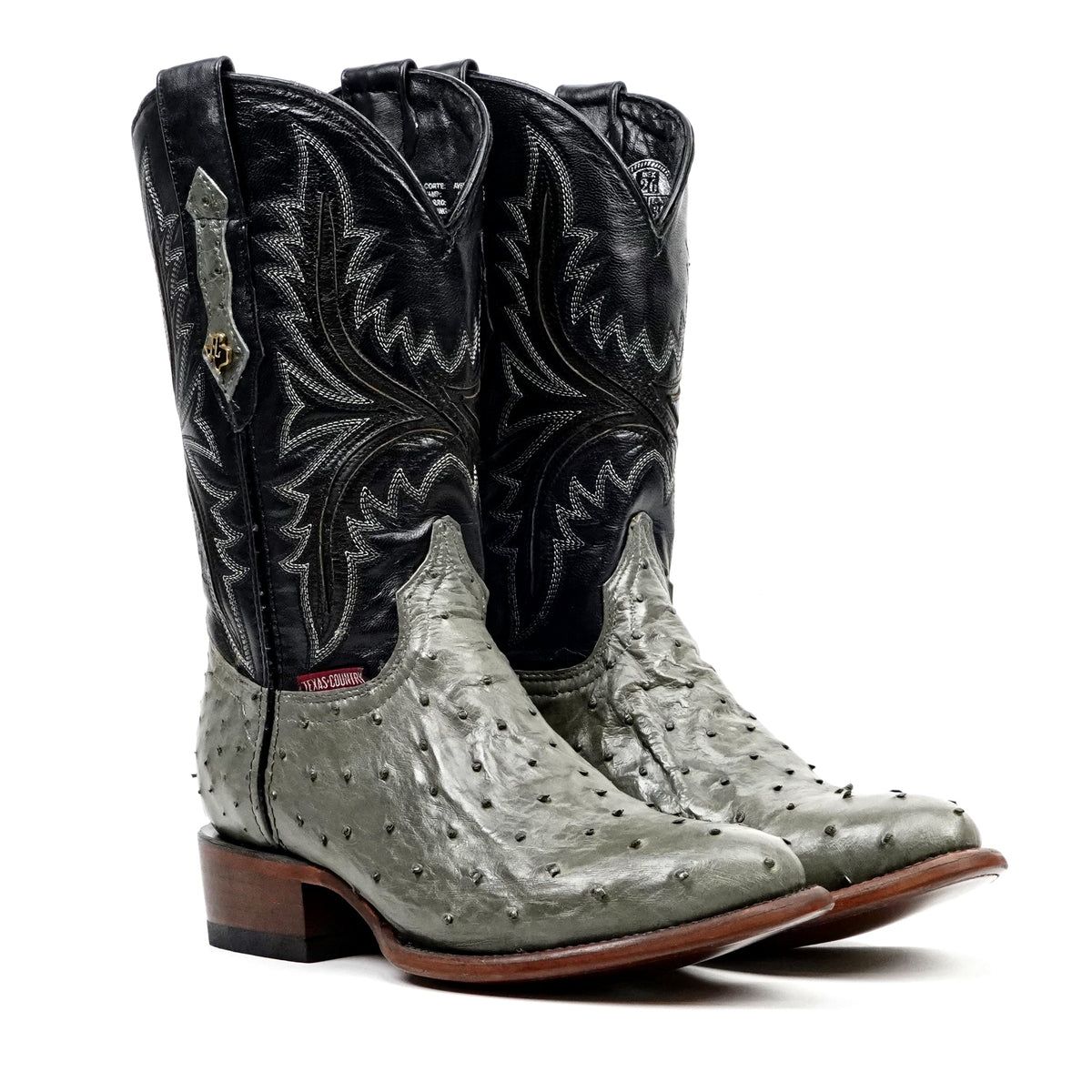 Austin Ostrich Boots - Oxford Gray - Round Toe (AV230) - Gomez Western Wear