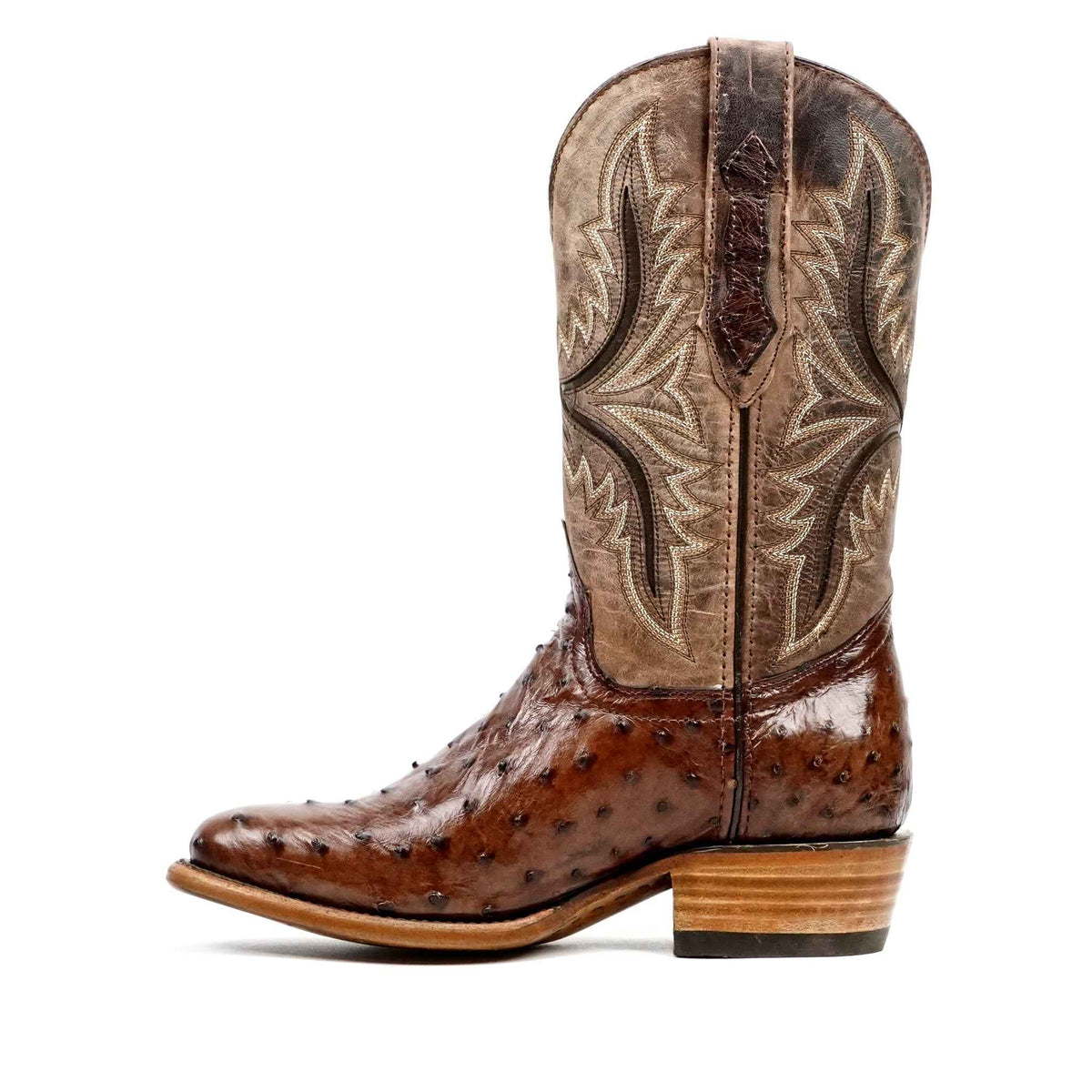 Austin Ostrich Boots - Tobacco - Round Toe (AV230) - Gomez Western Wear