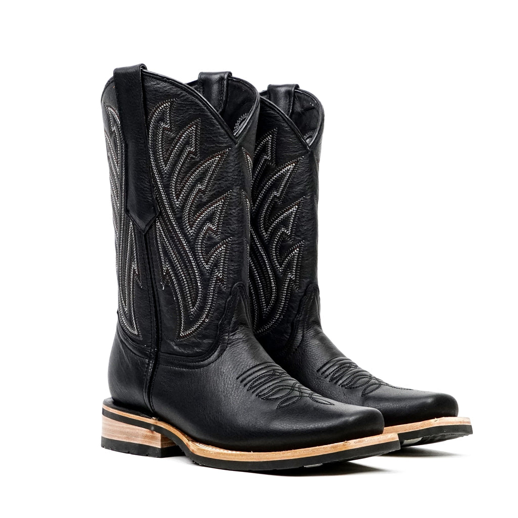 Barcelona Black Cowboy Boots - Slip-Resistant Sole - Rodeo Toe (E411) - Gomez Western Wear