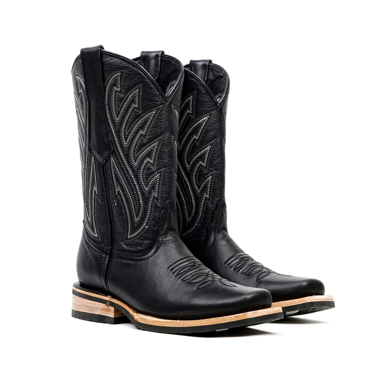 Barcelona Black Cowboy Boots - Slip-Resistant Sole - Rodeo Toe (E411) - Gomez Western Wear