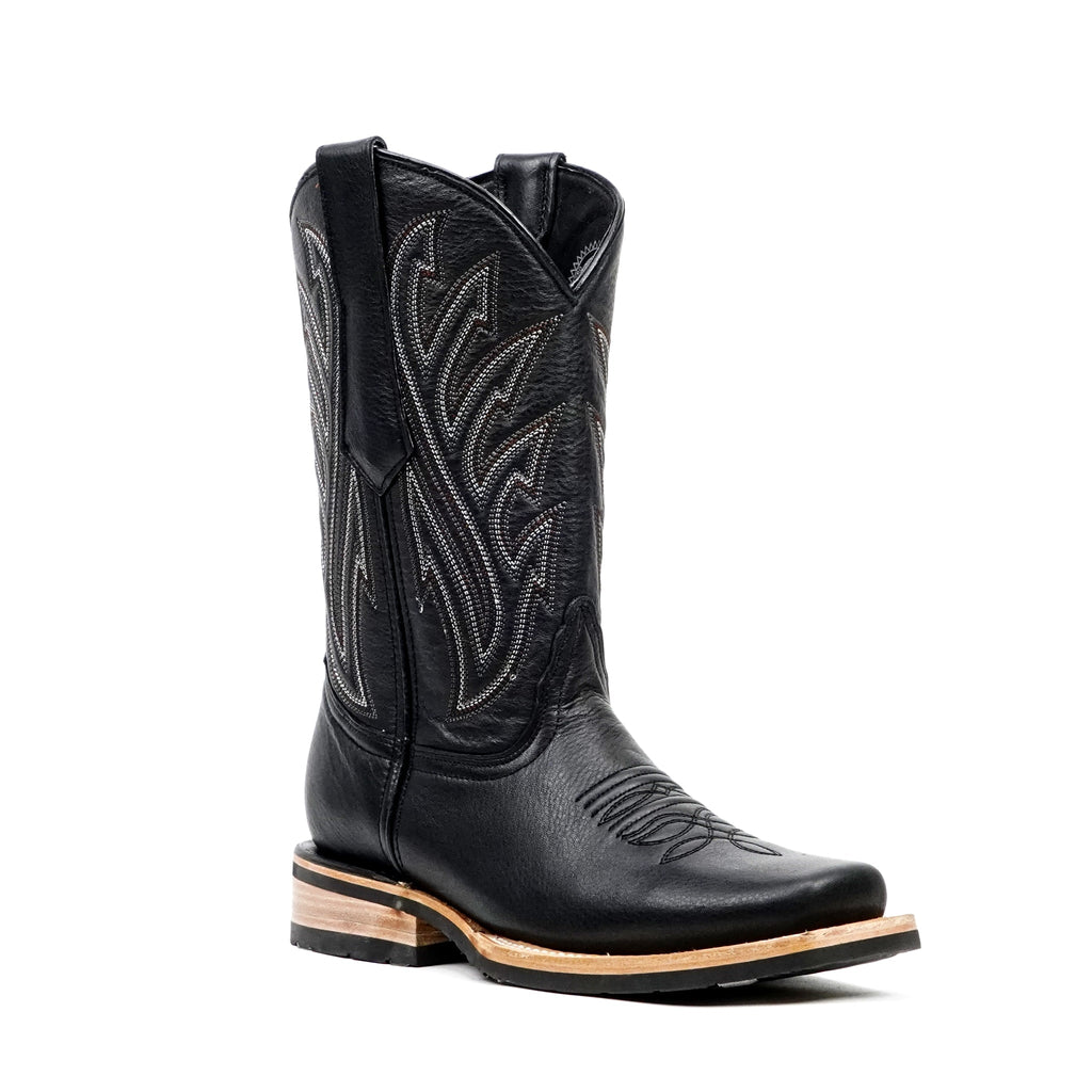 Barcelona Black Cowboy Boots - Slip-Resistant Sole - Rodeo Toe (E411) - Gomez Western Wear