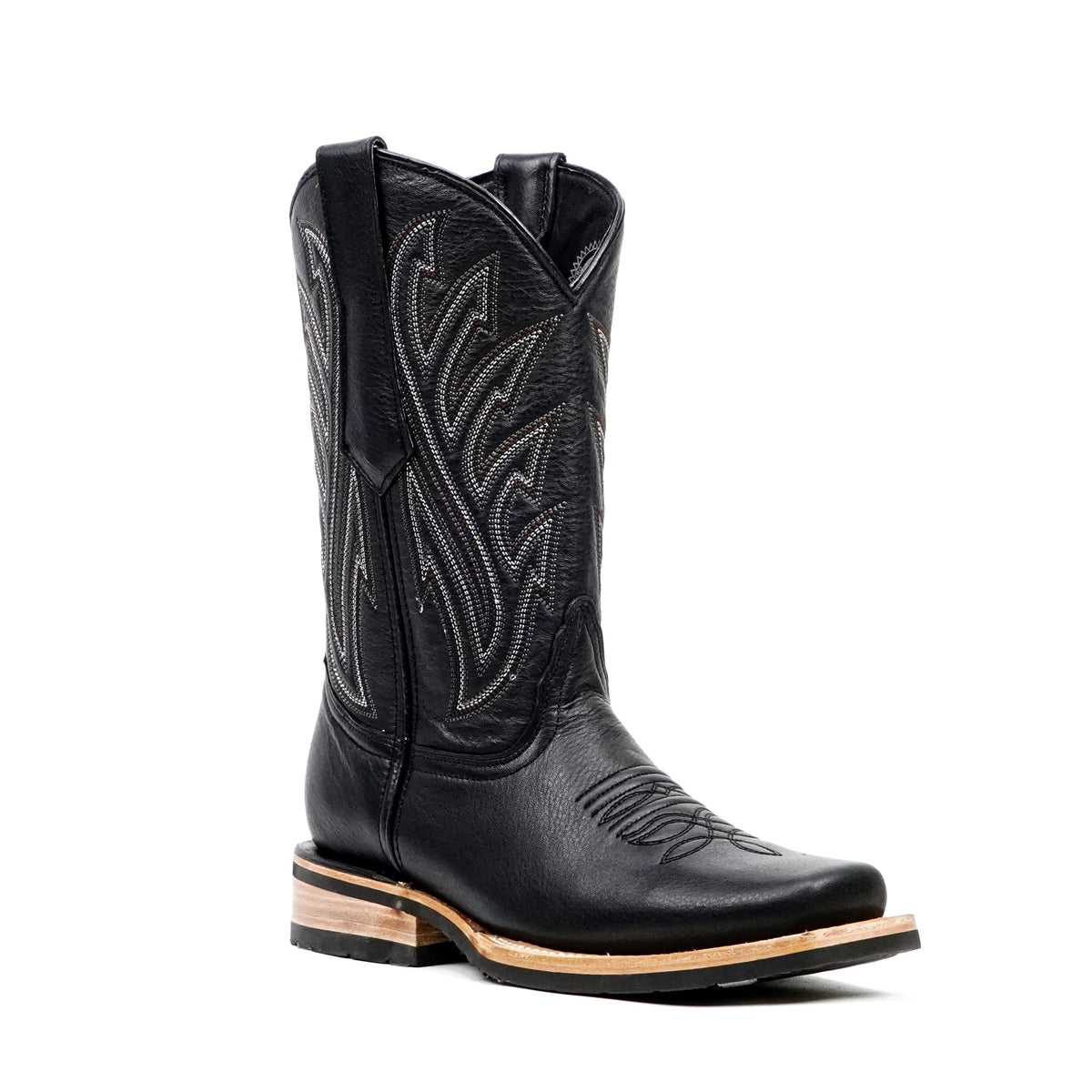 Barcelona Black Cowboy Boots - Slip-Resistant Sole - Rodeo Toe (E411) - Gomez Western Wear