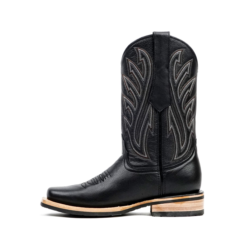 Barcelona Black Cowboy Boots - Slip-Resistant Sole - Rodeo Toe (E411) - Gomez Western Wear