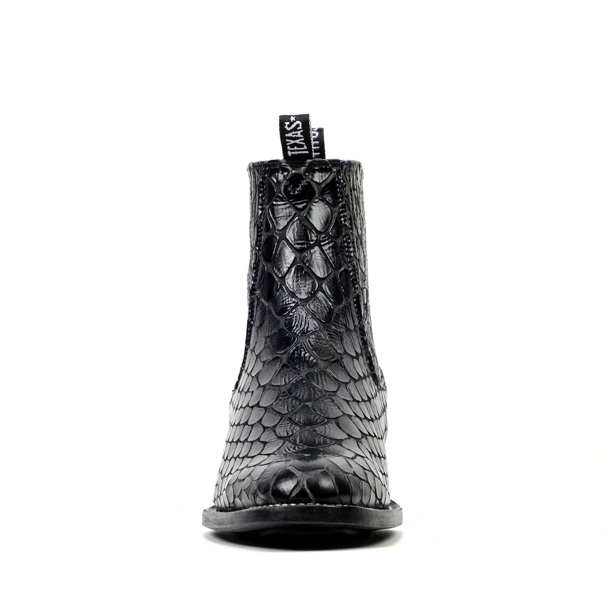 Black Snake Ankle Boots - Embossed Leather - Roper Toe (E955) - Gomez Western Wear