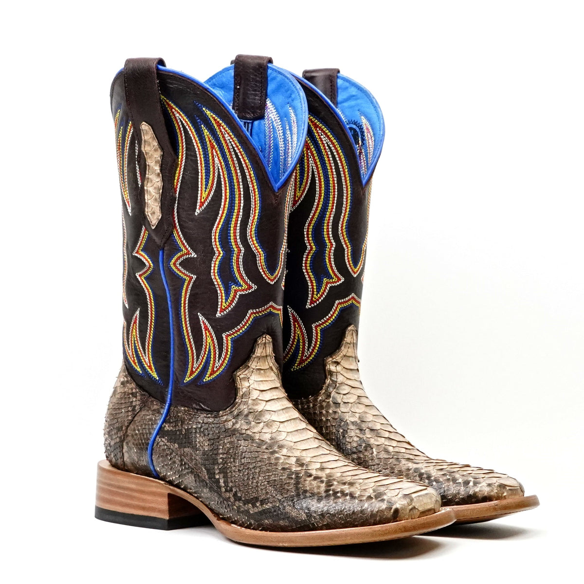 Braxton Python Boots - Taupe Natural - Square Toe - Gomez Western Wear