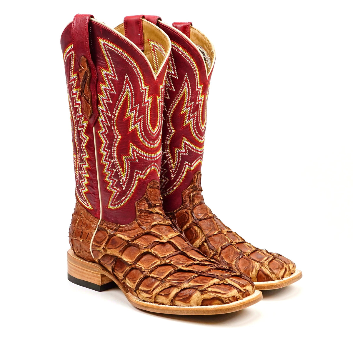 Butch Pirarucu Fish Boots - Matte Pecan - Square Toe - Gomez Western Wear