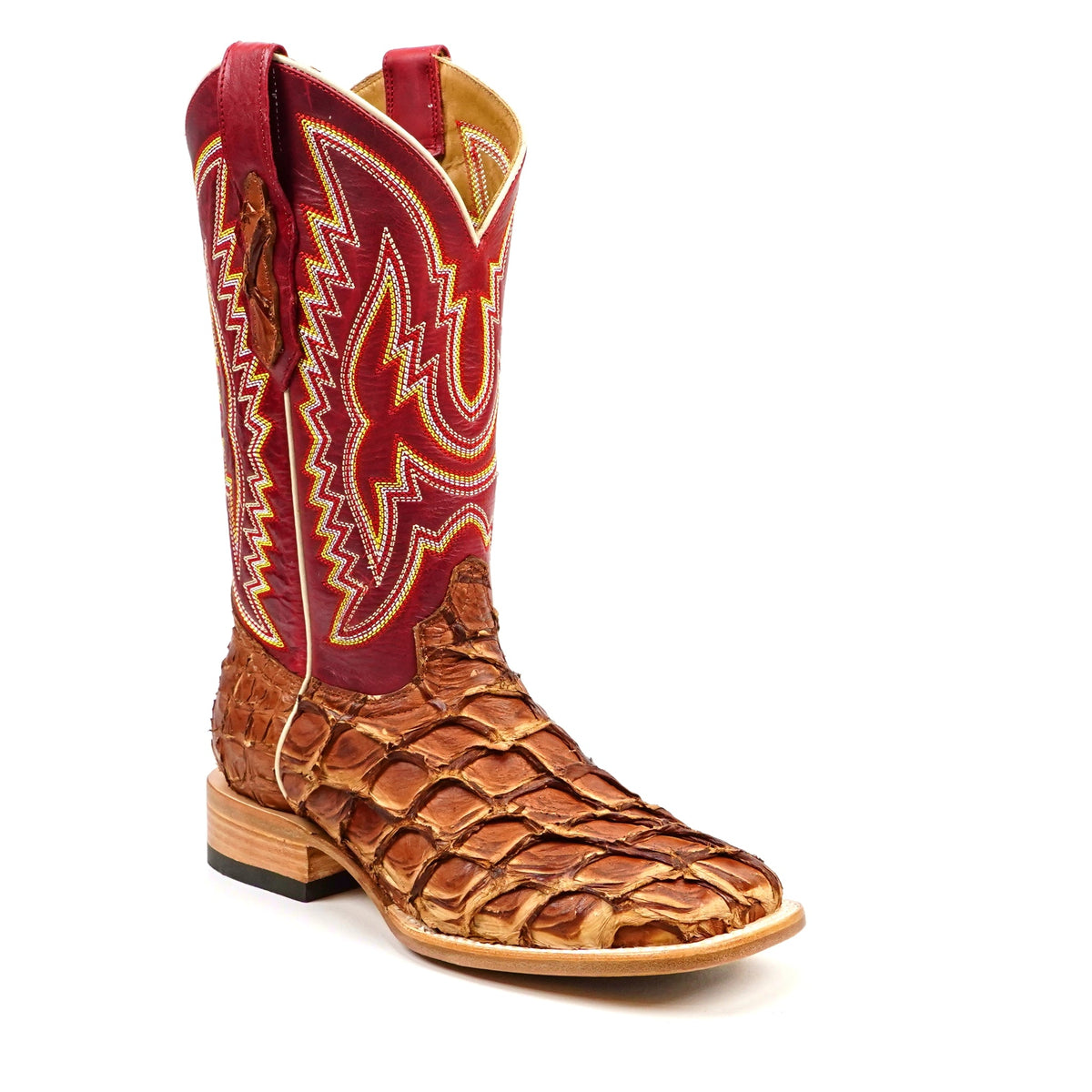 Butch Pirarucu Fish Boots - Matte Pecan - Square Toe - Gomez Western Wear