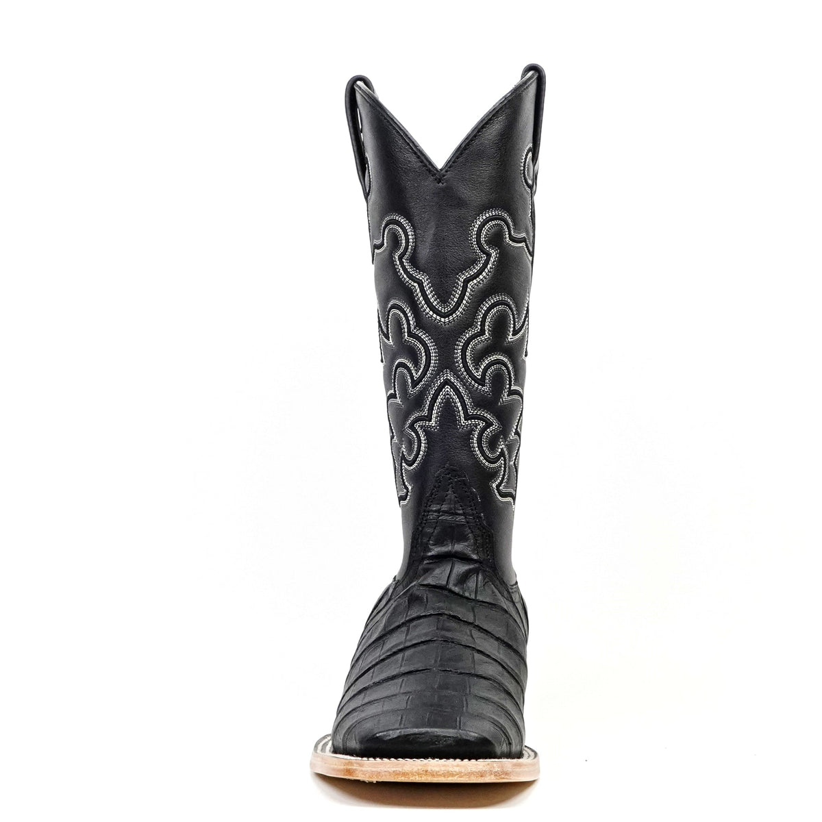 Caiman Belly Black Boots - Embossed Leather - Square Toe (E423) - Gomez Western Wear