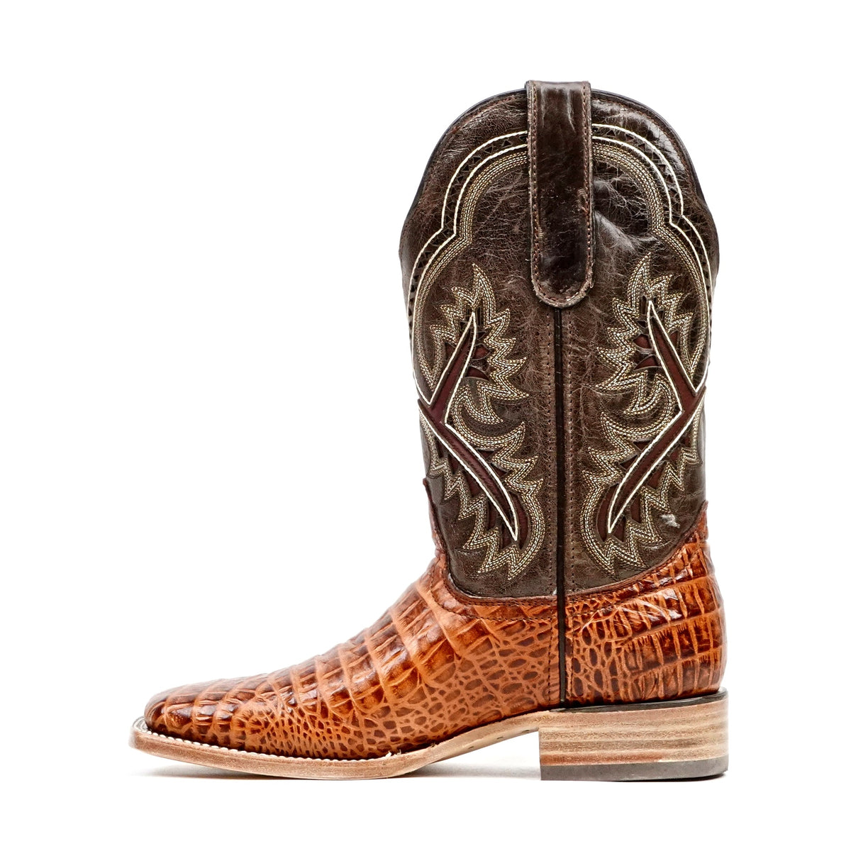 Caiman Belly Cognac Boots - Embossed Leather - Square Toe (E426) - Gomez Western Wear
